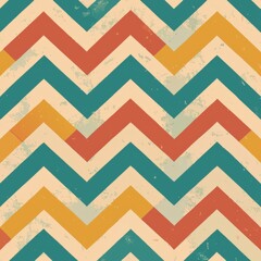 seamless pattern of chevron design with a mix of bold and muted color blocks, Generative AI