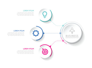 Vector infographic business presentation template connected with 3 options