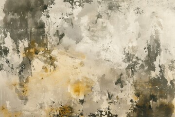A painting of a cloudy sky with a few brush strokes of brown and gray.