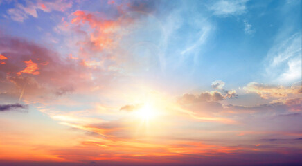 sunrise with strong color clouds light rays and other atmospheric effect