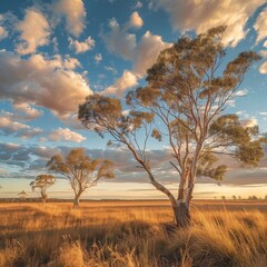 Fototapeta premium photo of outback Australia plains and Red Gums in New South Wales. Australian landscape photography 