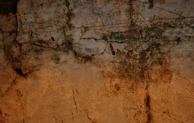 cracked concrete wall covered with gray cement surface as background, rack concrete white wall or Cement wall background, Broken hole in white wall. Abstract background.