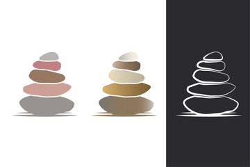 Set of rock balance stone logo for Balance rocks logotype concept. Smooth pebble signs set for spa, wellness, beauty salon designs