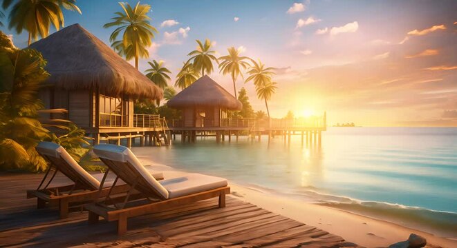 Beautiful resort on background