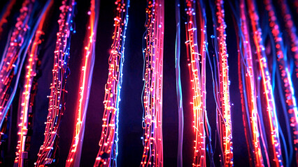 Glowing data cables transferring information background
