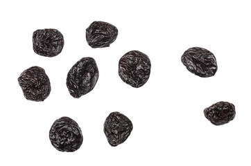 Prune isolated on a white background, top view