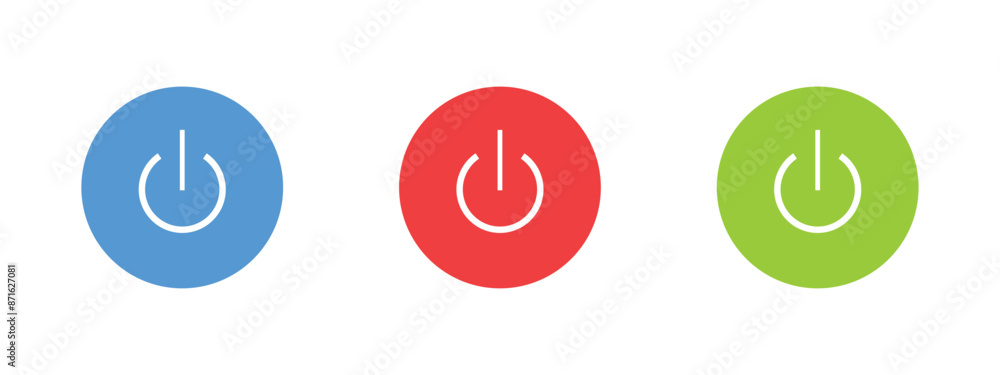 Poster power button set icon for apps and website. vector