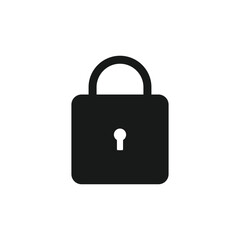 Lock black flat icon vector