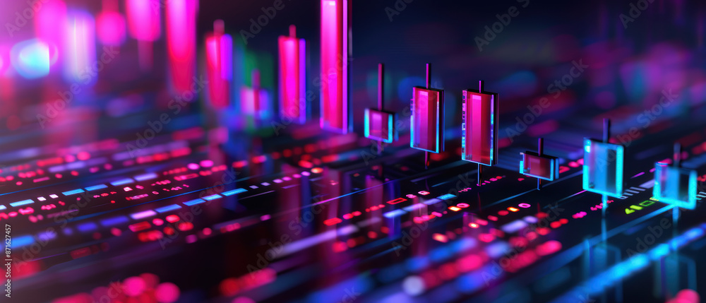 Aufkleber a colorful image of a city skyline with a lot of lines and numbers