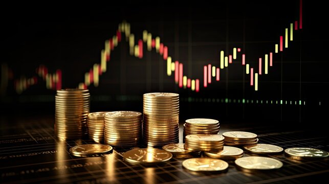 economy coin with money business graph finance chart diagram background