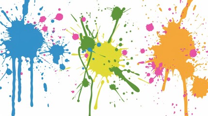 Colorful Paint Splatter on White Background.
