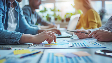 business team working together in the office, teamwork background banner