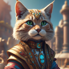 Human-Cat in Temple Egyptian cat