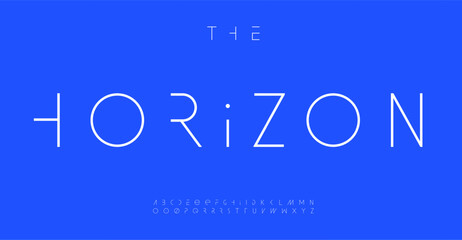 Futuristic thin typeface, minimalist cyberpunk letters, innovative tech typography, modern abstract alphabet, elegant scientific design, sleek monogram graphics, futuristic game font, Vector typeset.