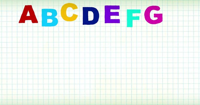 ABC alphabet big color for song exercise book. Hand drawn letters bold educational doodle style for children. Good for education movies, presentation, learning alphabet, school, childhood.