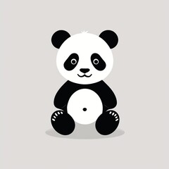 Naklejka premium Monochrome Panda Icon Vector in Greyscale