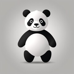 Naklejka premium Monochrome Panda Icon Vector in Greyscale