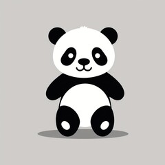 Monochrome Panda Icon Vector in Greyscale