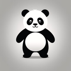 Fototapeta premium Monochrome Panda Icon Vector in Greyscale