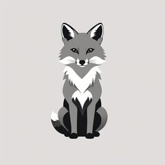 Obraz premium Majestic Fox Icon in Monochrome Vector Art