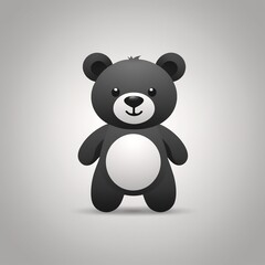 Obraz premium Monochrome Bear Icon Vector in Simple Flat Design