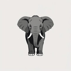 Fototapeta premium Minimalist Elephant Icon in Monochrome Vector Design