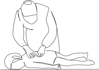 doctor massages baby