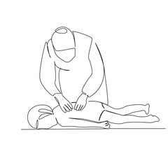 doctor massages baby