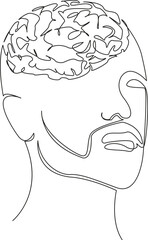 male head with brain