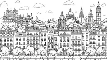 Madrid, Spain adult coloring book