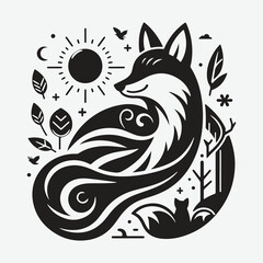Obraz premium Majestic Fox Silhouette Vector: High-Quality Wildlife Illustration