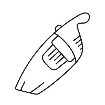 recommend clip art: Car vacuum cleaner line icon. Black simple pictogram of portable air duster for house cleaning. Vector isolated element on white background