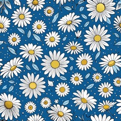 seamless pattern of small scattered daisies, Generative AI