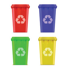 3d recycle and trash bin icon. Vector illustration