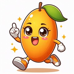 Anime Style Cartoon Mango Character on White Background