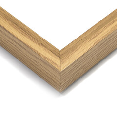 A close up of an art picture frame moulding on a white isolated background