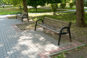 Bench in Park, Outdoor City Architecture, Wooden Benches, Outdoor Chair, Urban Public Furniture