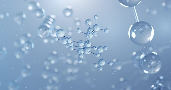 Ketamine, rotating 3D model of dissociative anesthetic, seamless looped video, molecular structure with selective focus