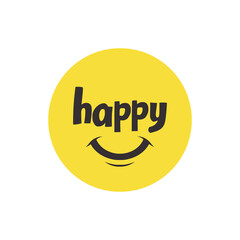 yellow happy smile tshirt sticker vector illustration template design