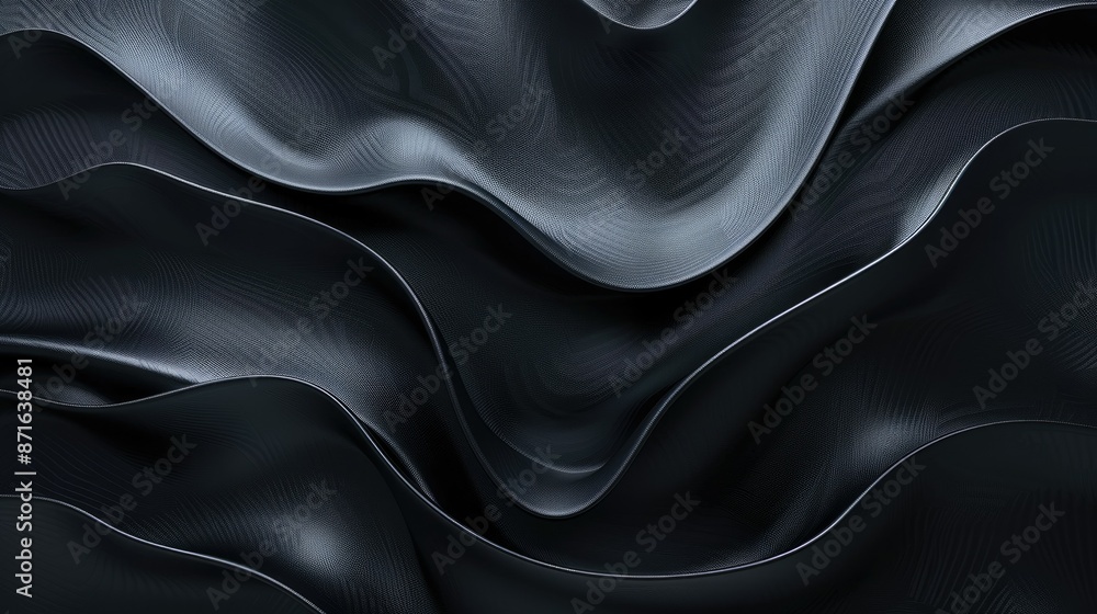Poster abstract black background with a smooth texture, creating a sleek and modern aesthetic