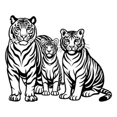 Tiger vector illustration, Tiger silhouette, Tiger vector art