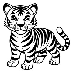 Tiger vector illustration, Tiger silhouette, Tiger vector art