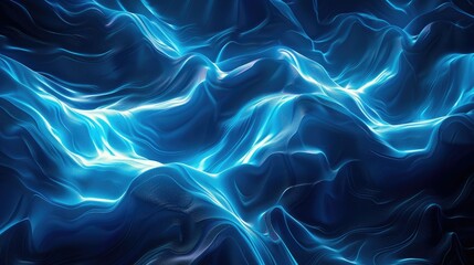 Obraz premium Abstract blue neon background with soft waves, ideal for stylish and modern digital artwork