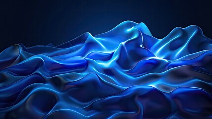 Obraz premium Abstract blue neon illustration with elegant waves, perfect for stylish and serene digital designs