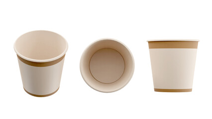 Set paper coffee cups mockup, 3d render