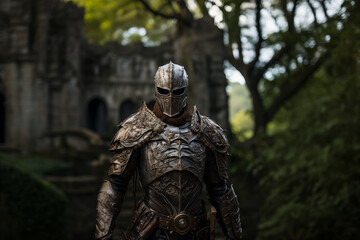 Obraz premium A Phantom Knight Patrolling The Grounds Of An Ancient Castle 