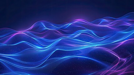 Fototapeta premium Blue neon soft waves background, creating a serene and elegant atmosphere in digital art