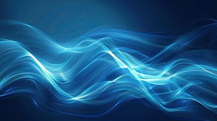 Fototapeta premium Blue neon soft waves background, creating a serene and elegant atmosphere in digital art