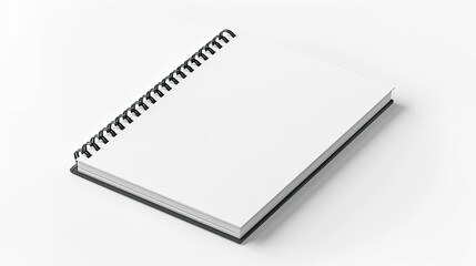 Closed blank spiral notepad, isolated on white, realistic mockup design
