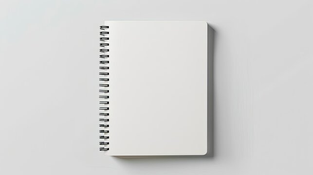Closed spiral-bound notepad, blank mockup on a clean white background